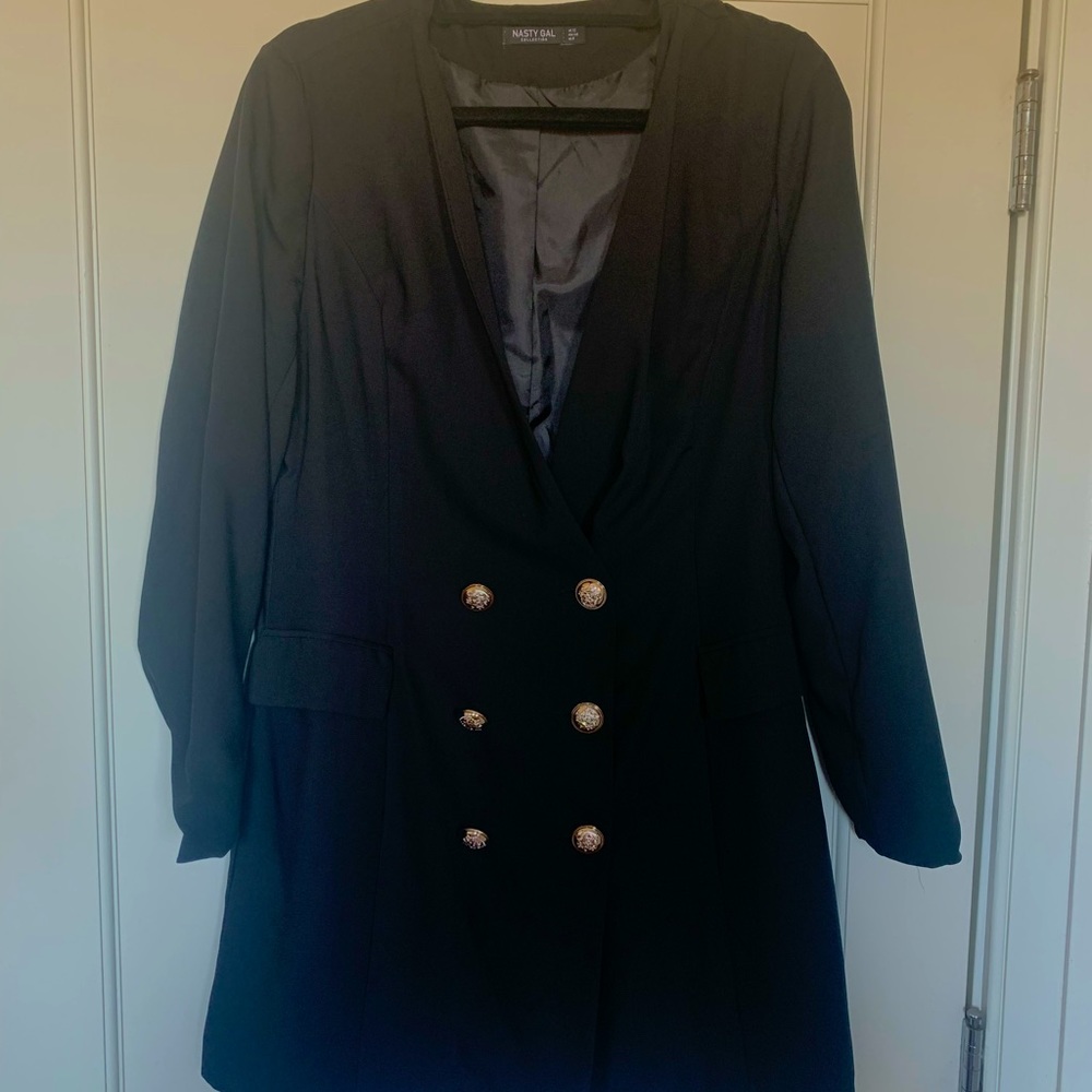 Nasty Gal Black Button Blazer
